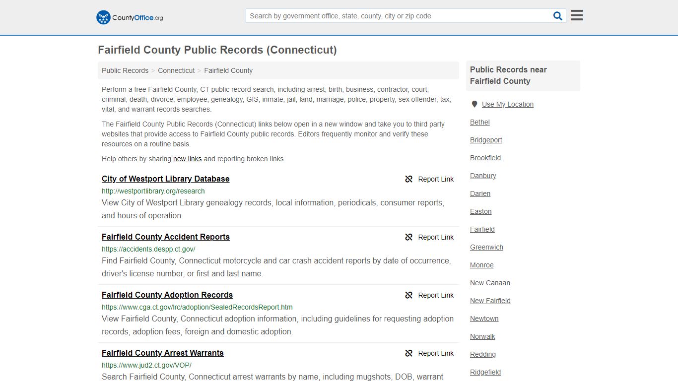 Fairfield County Public Records (Connecticut) - County Office
